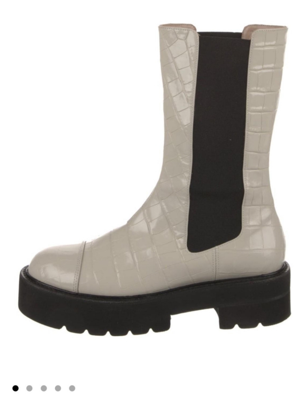 Stuart Weitzman Presley Crocodile Ultralift Boot Cream 7.5